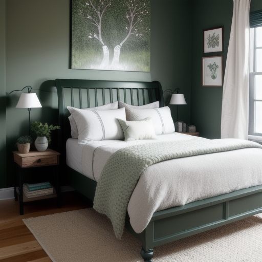 Small Dark Green Bedroom 16