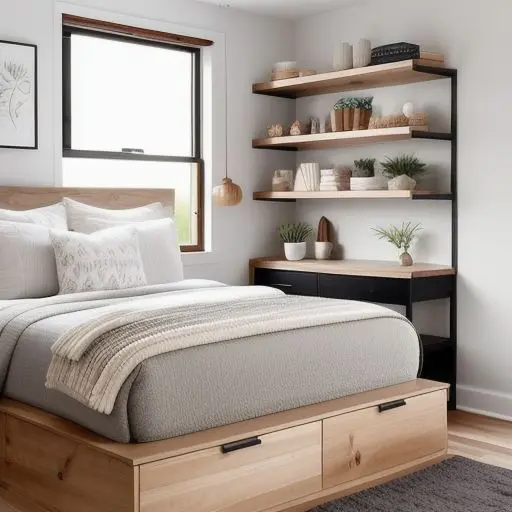 Wooden Tiny Master Bedroom 7