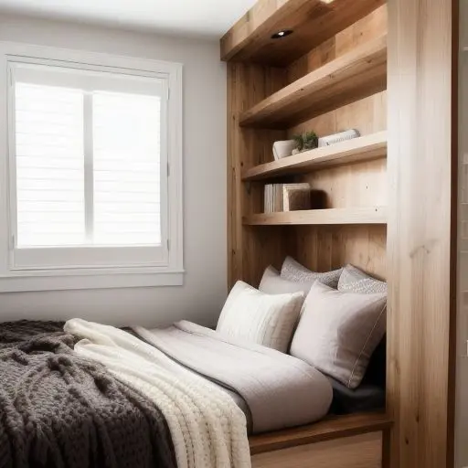 Wooden Tiny Master Bedroom 8