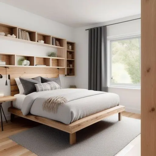 Wooden Tiny Master Bedroom 11