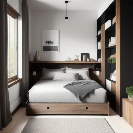 Wooden Tiny Master Bedroom 14