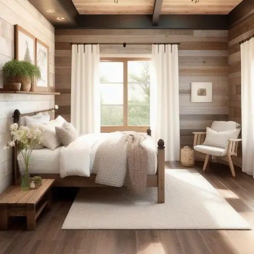 Wooden Tiny Master Bedroom 17