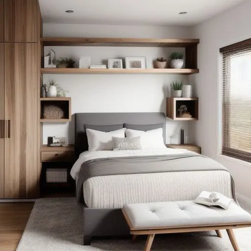 Wooden Tiny Master Bedroom 18