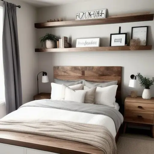 Wooden Tiny Master Bedroom 22